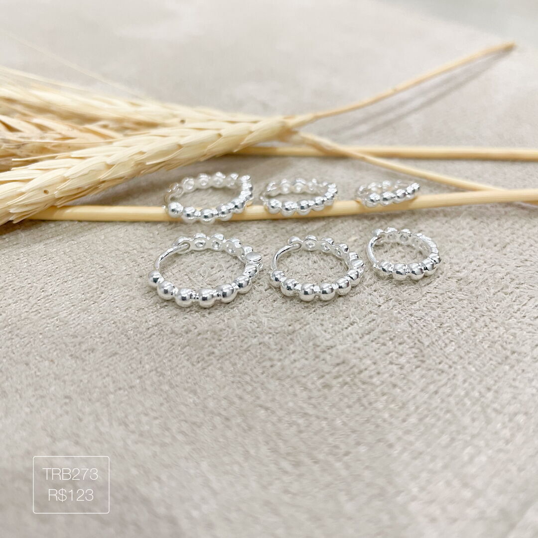 Trio de Argola de Bolinhas Lisa Prateado